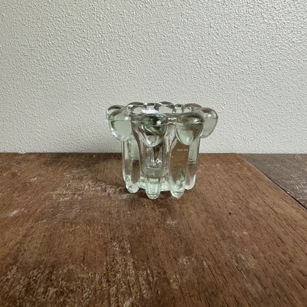 Reims France VINTAGE‎ 1970s Clear Glass Votive Candle Stick Holder